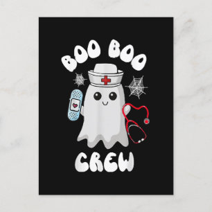 Carte Postale Équipage Boo Boo Mignon Fantôme Infirmière Drôle H