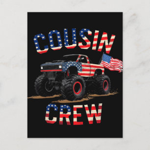 Carte Postale Équipage de cousins camion monstre patriotique qua