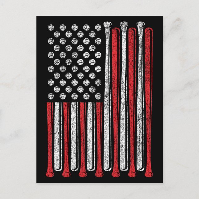 Carte Postale Équipe de baseball drapeau américain Vintage drôle (Devant)