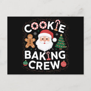 Carte Postale Équipe de fabrication de biscuits de Noël Famille 