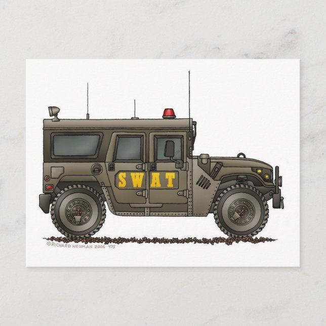 Carte Postale Équipe de police SWAT Hummer Police Enforcement (Devant)