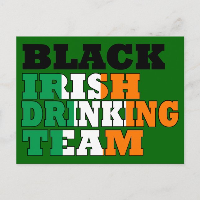 Carte Postale Équipe d'Irlande noire (Devant)