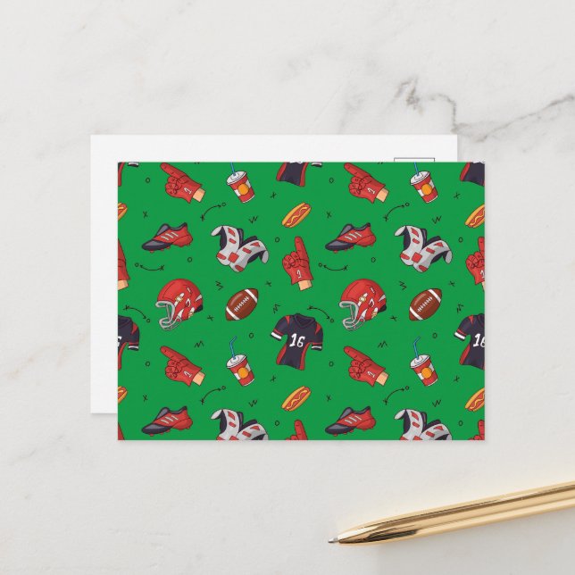Carte Postale Équipement de sport de football, nourriture et boi (Devant/Arrière en situation)