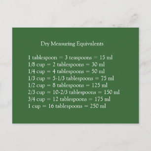 Carte postale Équivalents de mesure sec