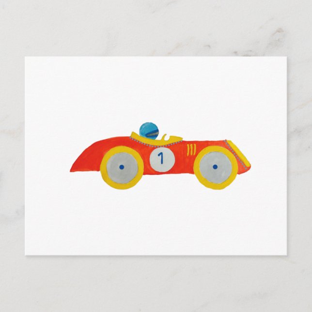 Carte Postale Ęr anniversaire de petit de roadster enfant rouge (Devant)