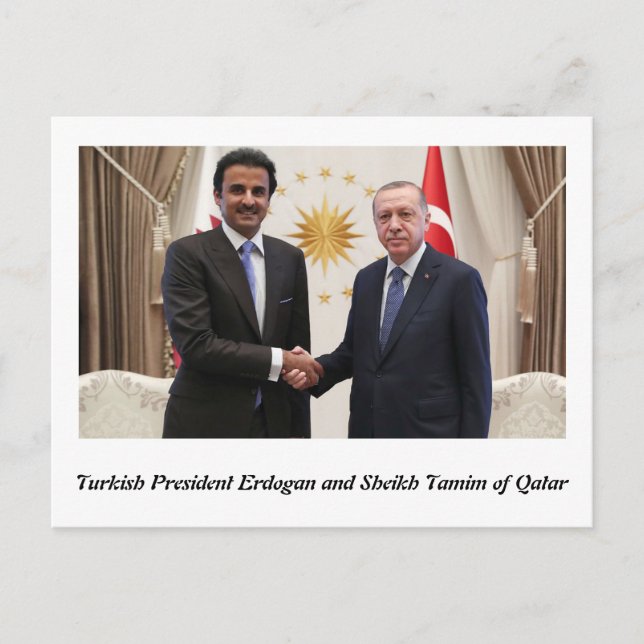 Carte Postale Erdogan et Sheikh Tamim à Doha. (Devant)