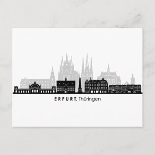 Carte Postale ERFURT Thuringia Allemagne City Skyline Silhouette