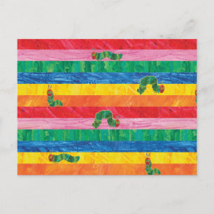 Carte Postale Eric Carle   Motif rayure arc-en-ciel de chenille