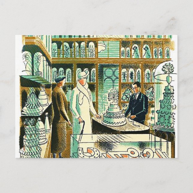 Carte Postale Eric Ravilious Art, The Mariage Shop (Devant)