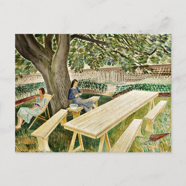 Carte Postale Eric Ravilious - Deux femmes dans un jardin, art (Devant)