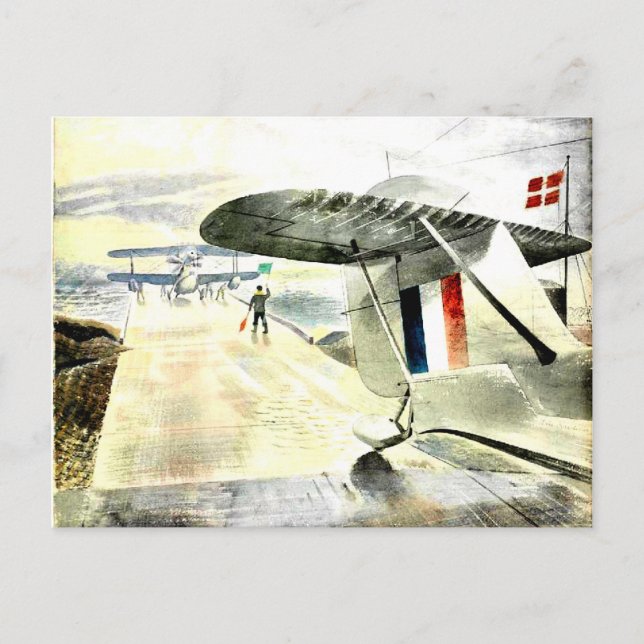 Carte Postale Eric Ravilit, Walrus Aircraft sur Slipway (Devant)