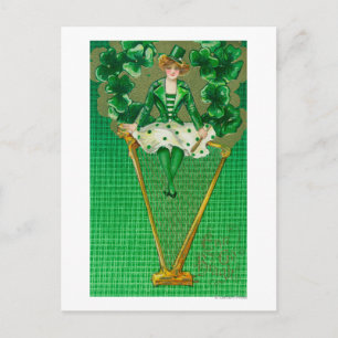 Carte Postale Erin Go Bragh Femme sur la scène de la harpe