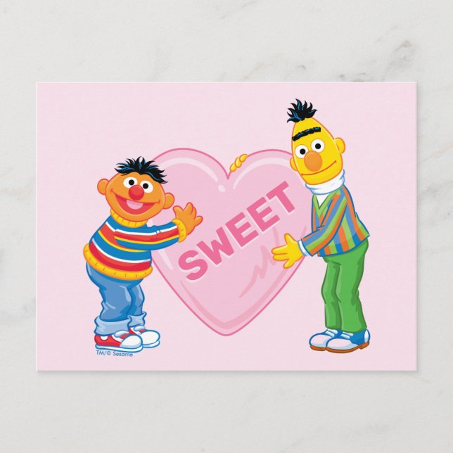Carte Postale Ernie & Bert Grand Cœur de la Saint-Valentin (Devant)