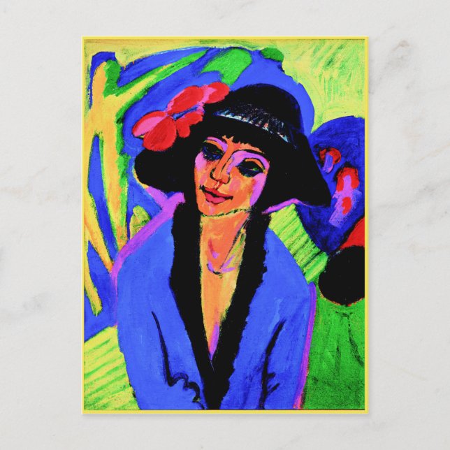Carte Postale Ernst Ludwig Kirchner peinture, Portrait de Gerda (Devant)