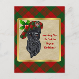Carte Postale Erskine Clan Badge & Tartan Christmas Postcard