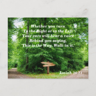 Carte Postale Ésaïe 30:21 Voici le chemin, Bible Verse