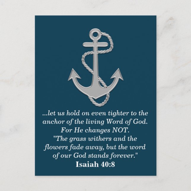 Carte Postale Ésaïe 40:8 Bible Verse Dieux Mot Ancre Turquoise B (Devant)