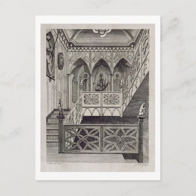 Carte Postale Escalier à Strawberry Hill, gravé par J. Newto (Devant)