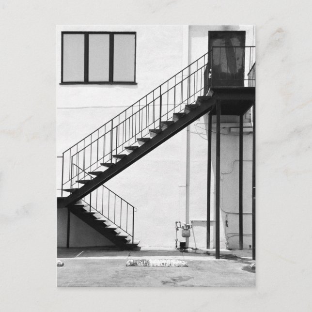 Carte Postale Escalier en noir et blanc (Devant)
