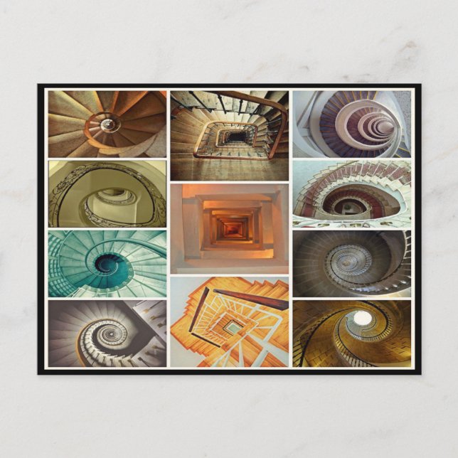 Carte Postale Escalier en spirale escalier architecture collage (Devant)