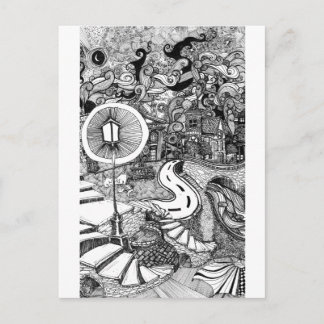 Carte Postale Escaliers sous le stylo Lamplik et illustration d'