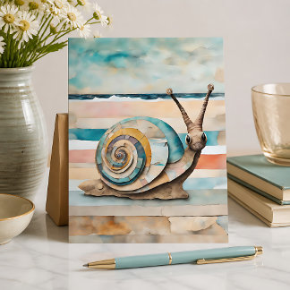 Carte Postale Escargot en techniques mixtes