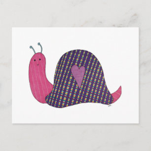 Carte postale escargot rose