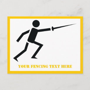 Carte Postale Escrimeur silhouette noire avec épée personnalisée