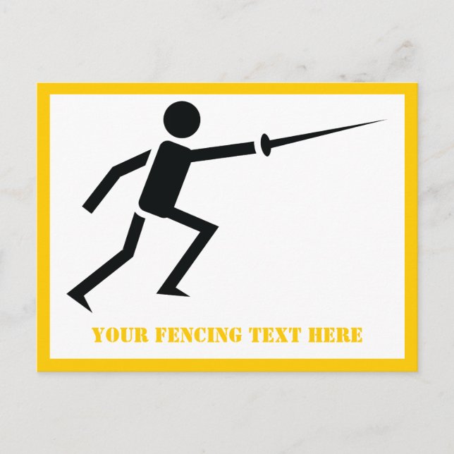 Carte Postale Escrimeur silhouette noire avec épée personnalisée (Devant)