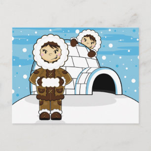 Carte postale Eskimo & Igloo