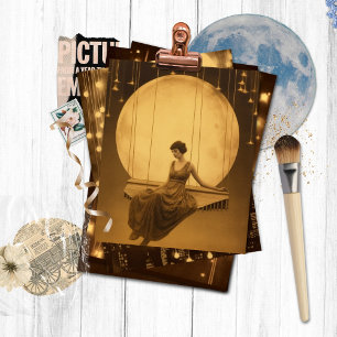 Carte Postale Esmeray Papier Lune Girl, Vintage photo Jazz