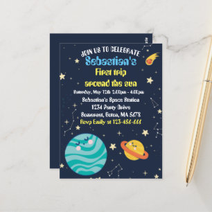 Carte Postale Espace 1er Anniversaire Premier Voyage Autour Du S