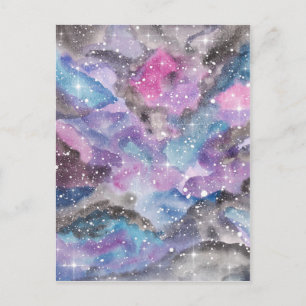 Carte Postale Espace Art aquarelle Galaxy