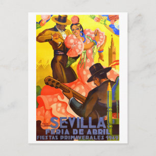 Carte Postale Espagne 1949 Séville Avril Fair Poster