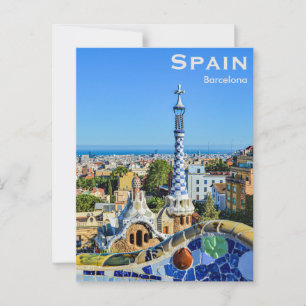 Carte Postale Espagne Barcelone Voyage Tourisme Vintage Ajout