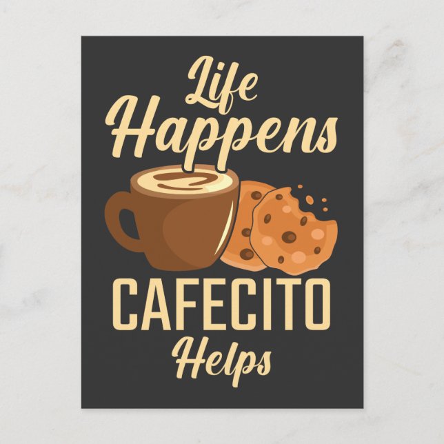 Carte Postale Espagnol Café cafecito cookie amateur de caféine (Devant)