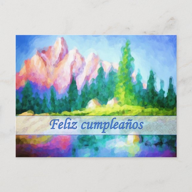 Carte postale espagnole Anniversaire Pink Mountain (Devant)