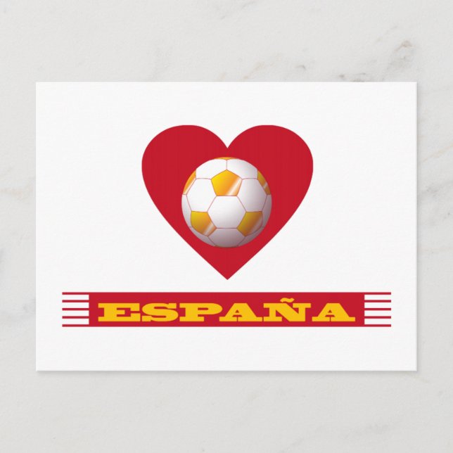 Carte Postale ESPAÑA Fútbol Corazón y Bufanda Brasil 2014 (Devant)