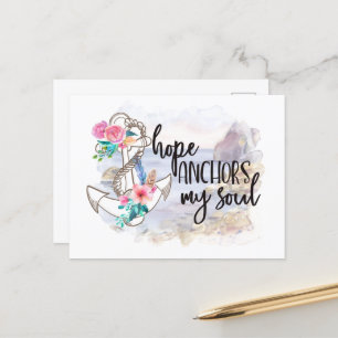 Carte Postale espoir ancre âme encouragement mot art