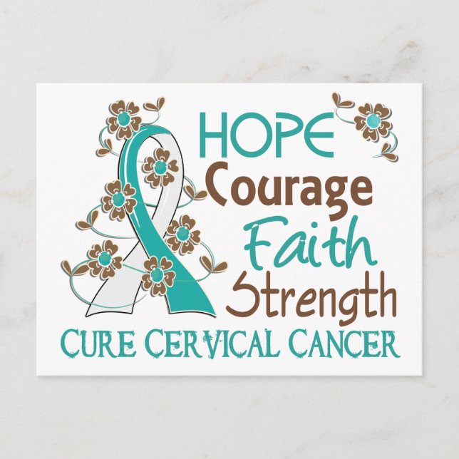 Carte Postale Espoir Courage Foi Force 3 Cancer du col utérin (Devant)
