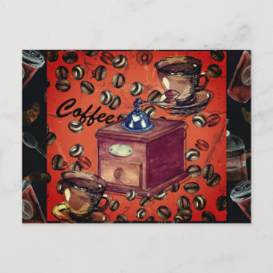 Carte Postale Espresso Haricots Grinder café Vintage