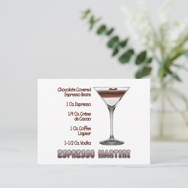 Carte Postale Espresso Martini Cocktail Recette Art (Debout devant)