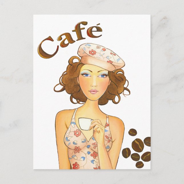 Carte Postale Espresso pour fille de café à boire (Devant)