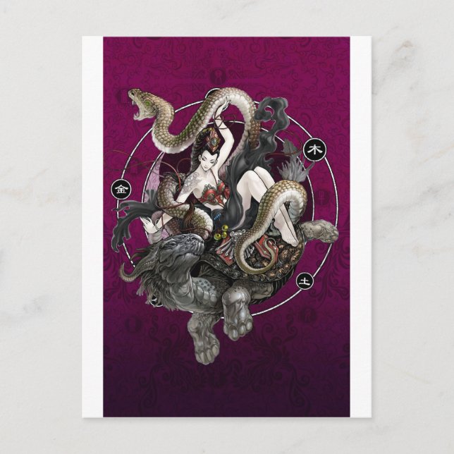 Carte Postale Esprit chinois du serpent de tortue (Devant)