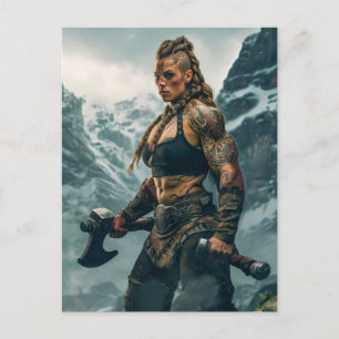 Carte Postale Esprit de guerrière de femme Viking canalisant