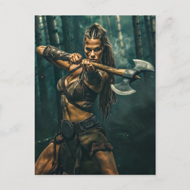 Carte Postale Esprit de guerrière de femme Viking canalisant (Devant)