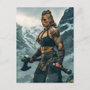Carte Postale Esprit guerrier de la femme viking canalisation
