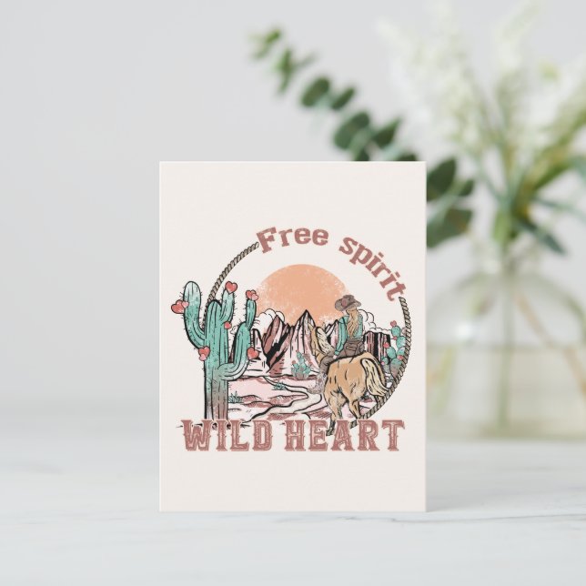 Carte Postale Esprit libre, Coeur sauvage | Pays occidental (Debout devant)