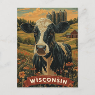 Carte Postale Esprit patriotique vintage du Wisconsin