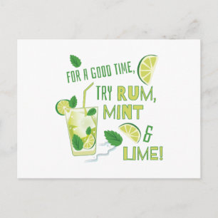 Carte Postale Essayer du rhum, de la menthe et de la lime